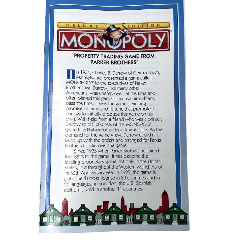 Monopoly Board Game Instruction Manual Guide Short Game Classic Rules Booklet u